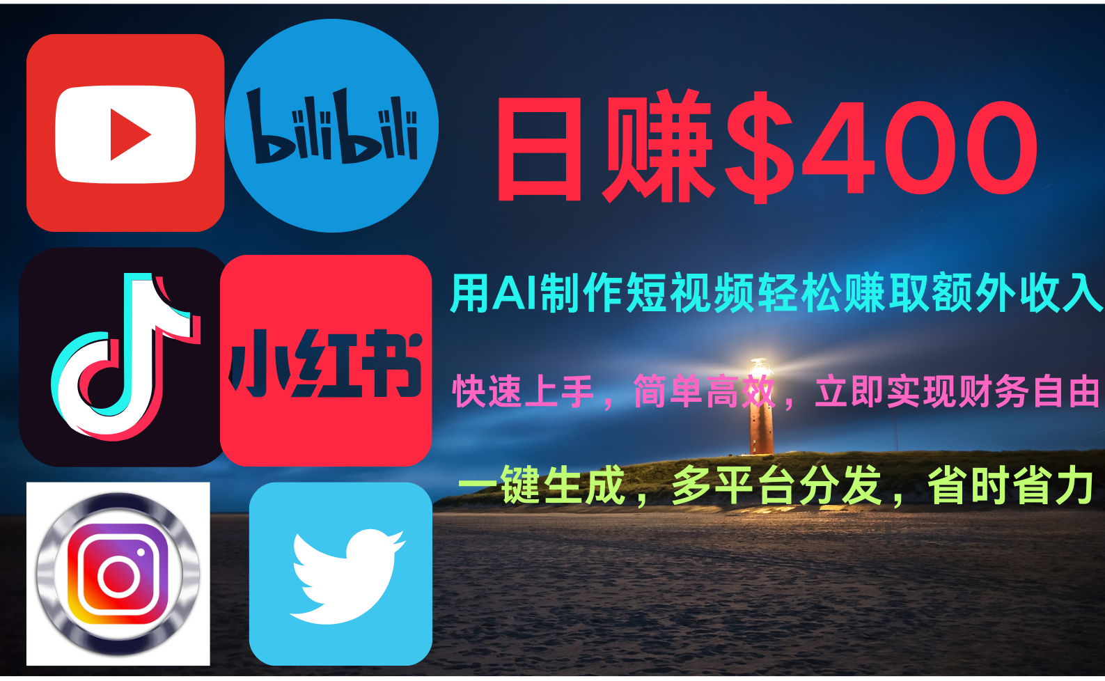 玩轉全網視頻平臺，創造視頻就能輕松賺取每天400美金