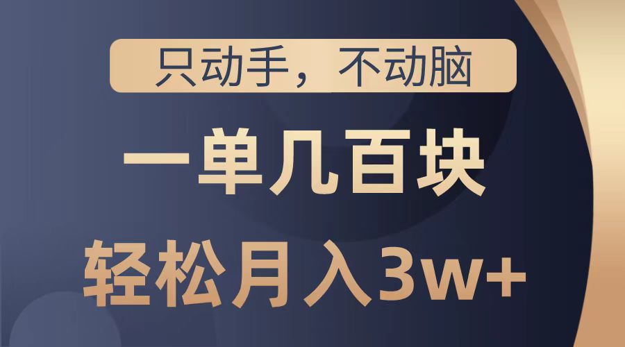 只動手不動腦，一單幾百塊，輕松月入2w+，看完就能直接操作，詳細教程