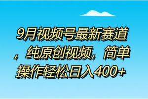 9月視頻號(hào)最新賽道，純?cè)瓌?chuàng)視頻，簡(jiǎn)單操作輕松日入400+