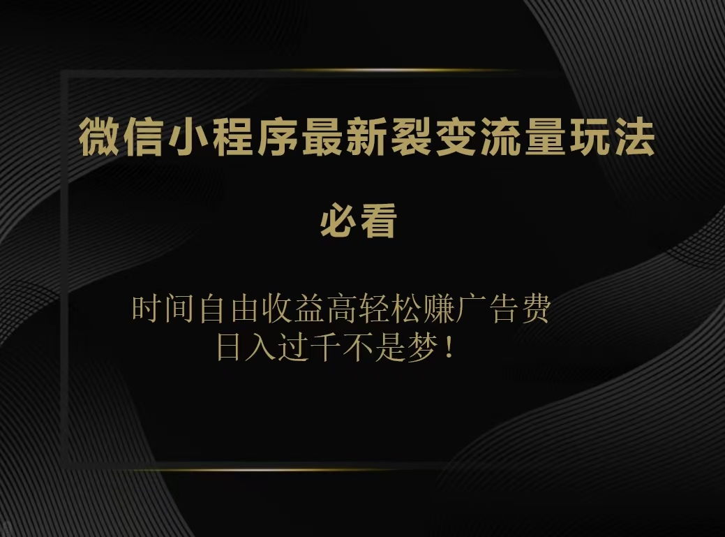 微信小程序最新裂變流量玩法，時間自由收益高輕松賺廣告費，日入200-500+插圖