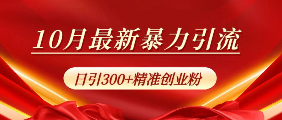 10月最新暴力引流，日引300+精準創業粉