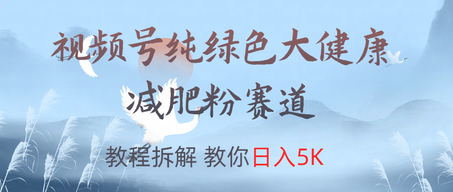 視頻號(hào)純綠色大健康粉賽道，教程拆解，教你日入5K