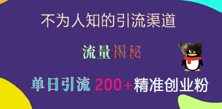 不為人知的引流渠道，流量揭秘，實測單日引流200+精準創業粉