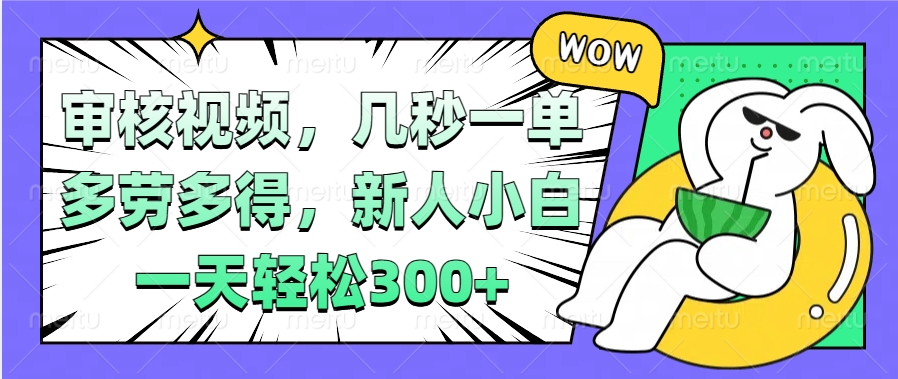 視頻審核項目，幾秒一單，多勞多得，新人小白一天輕松300+