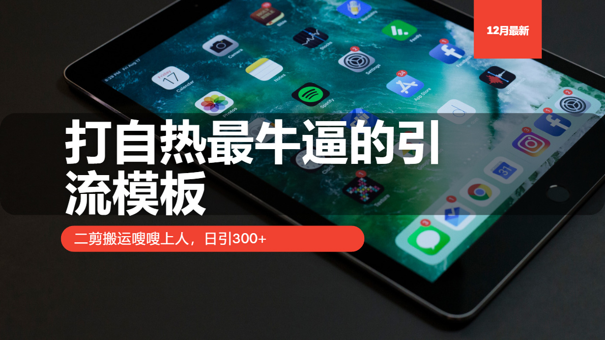 打自熱最牛逼的引流模板，日引300+，二剪搬運嗖嗖上人