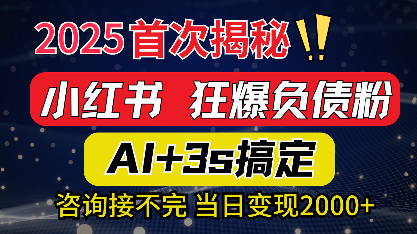 2025引流天花板：最新小紅書狂暴負債粉思路，咨詢接不斷，當日入2000+