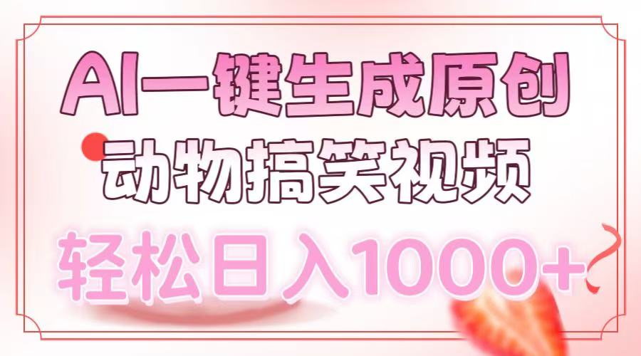 AI一鍵生成原創動物搞笑視頻，輕松日入1000+