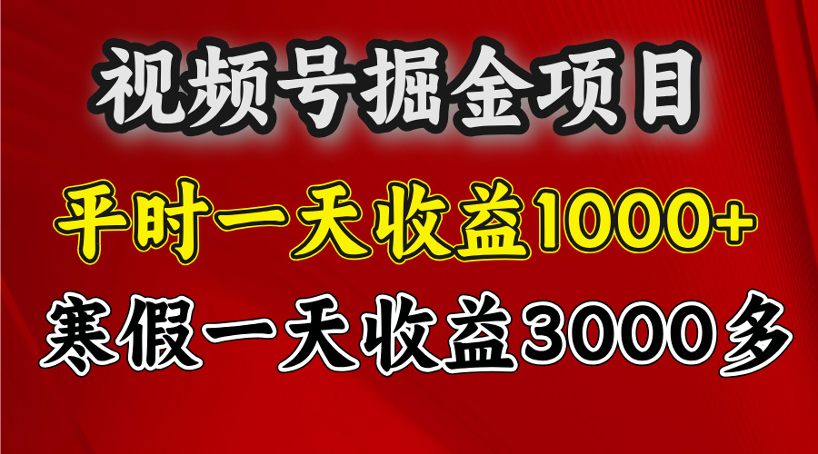 視頻號掘金項目，寒假一天收益3000多