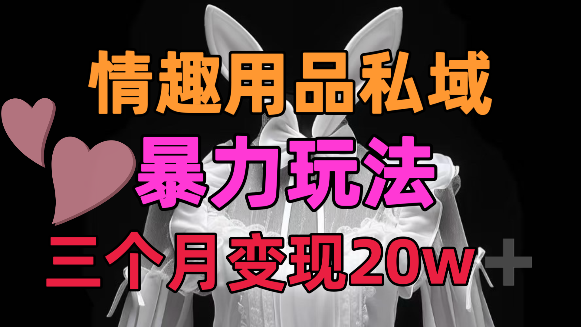 情趣用品私域，25年最新暴力玩法，三個(gè)月變現(xiàn)20w?