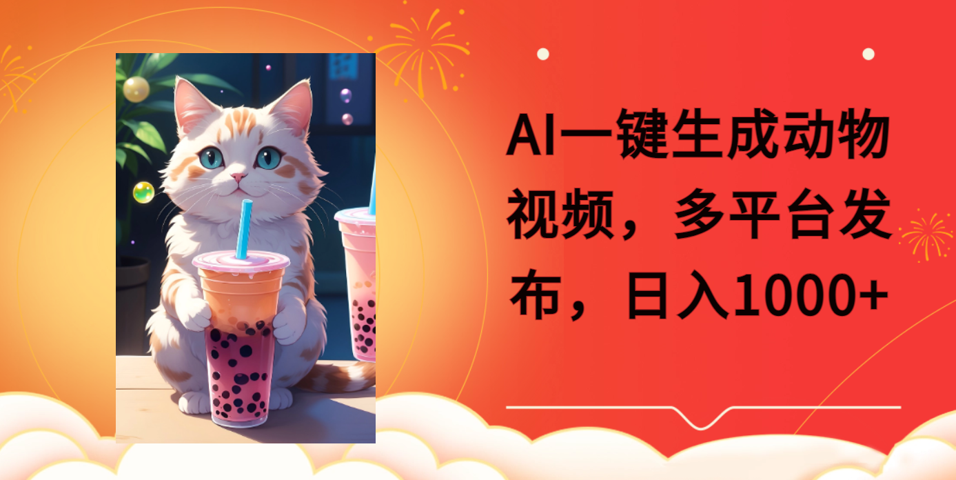 AI一鍵生成動物搞笑視頻，多平臺發(fā)布，輕松破千萬播放，日入2000+