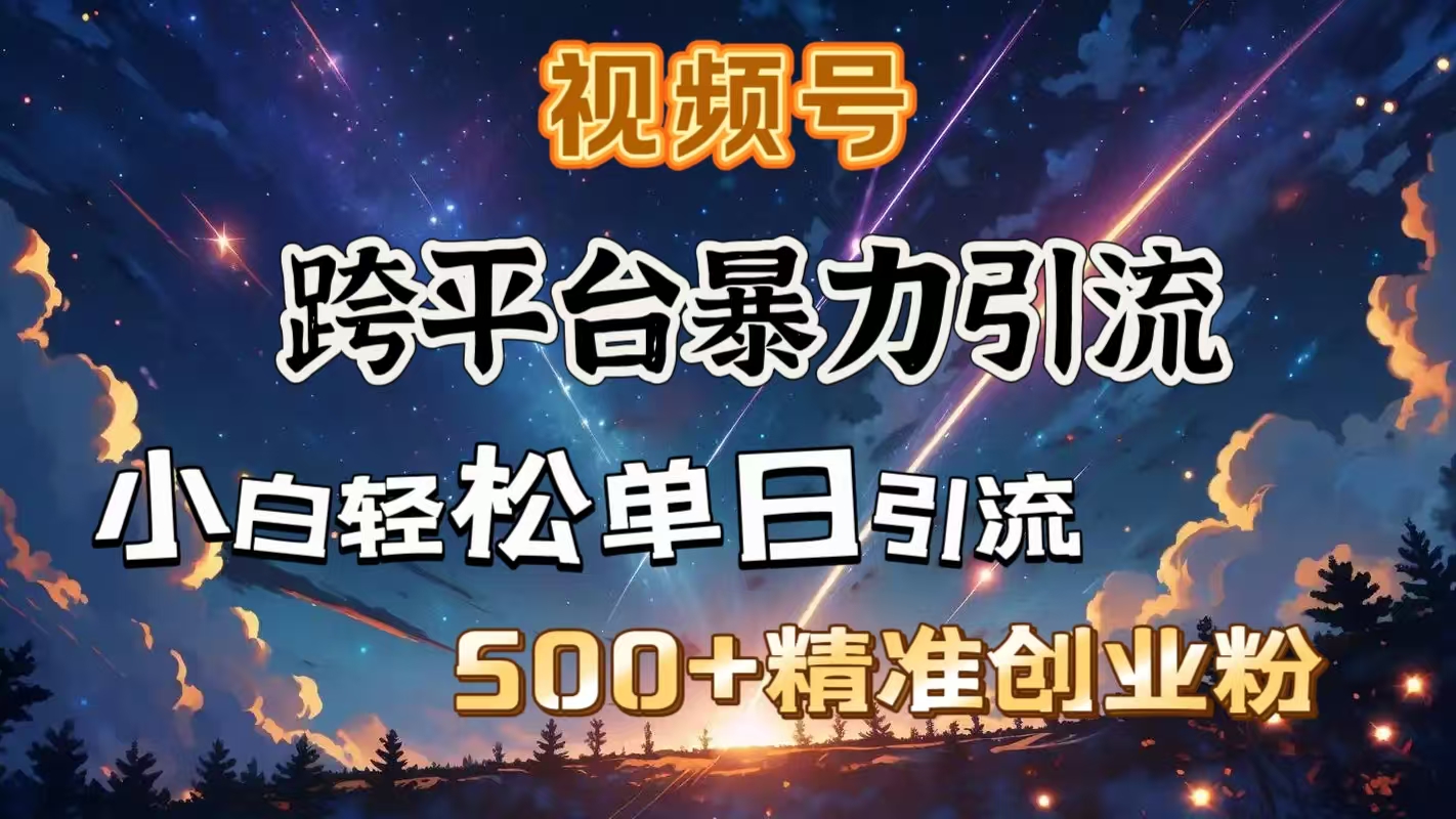 視頻號跨平臺暴力引流，小白輕松單日引流500＋精準(zhǔn)創(chuàng)業(yè)粉