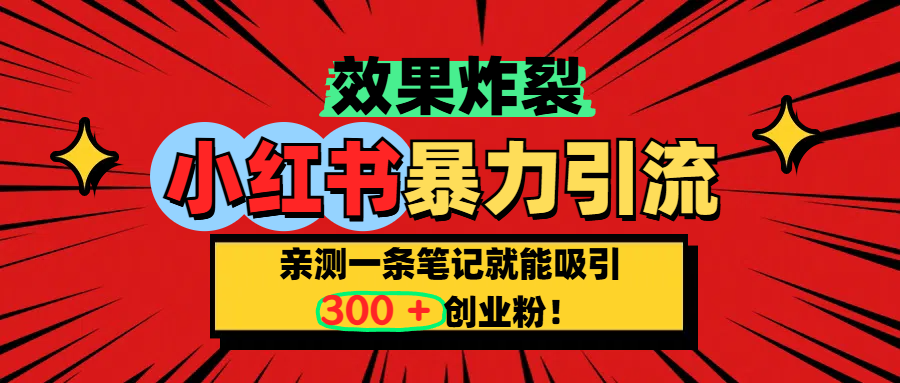 小紅書炸裂玩法，親測一條筆記就能吸引300+精準創業粉！