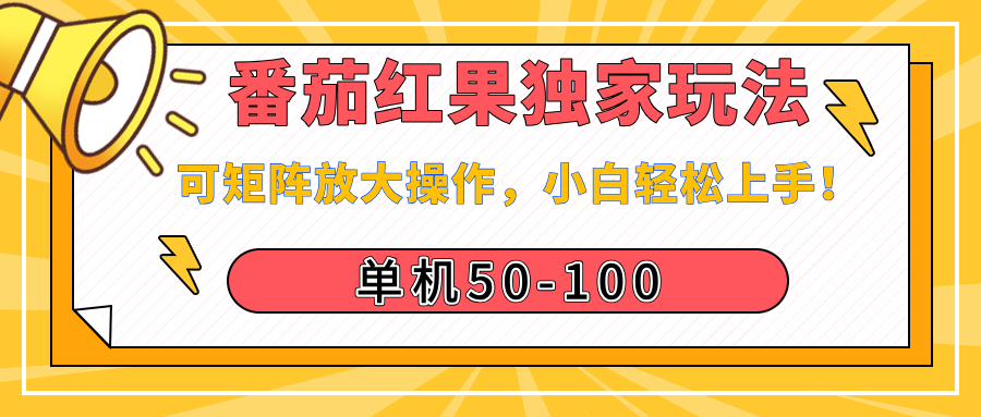 番茄紅果獨家玩法，單機50-100，可矩陣放大操作，小白輕松上手！