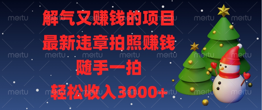解氣又賺錢的項目，最新違章拍照賺錢，隨手一拍，輕松收入3000+