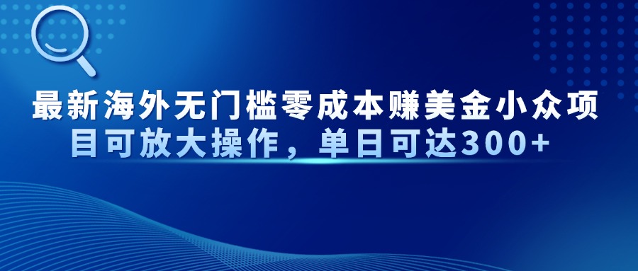 最新海外無(wú)門檻美金小眾項(xiàng)目可放大操作，單日可達(dá)300+