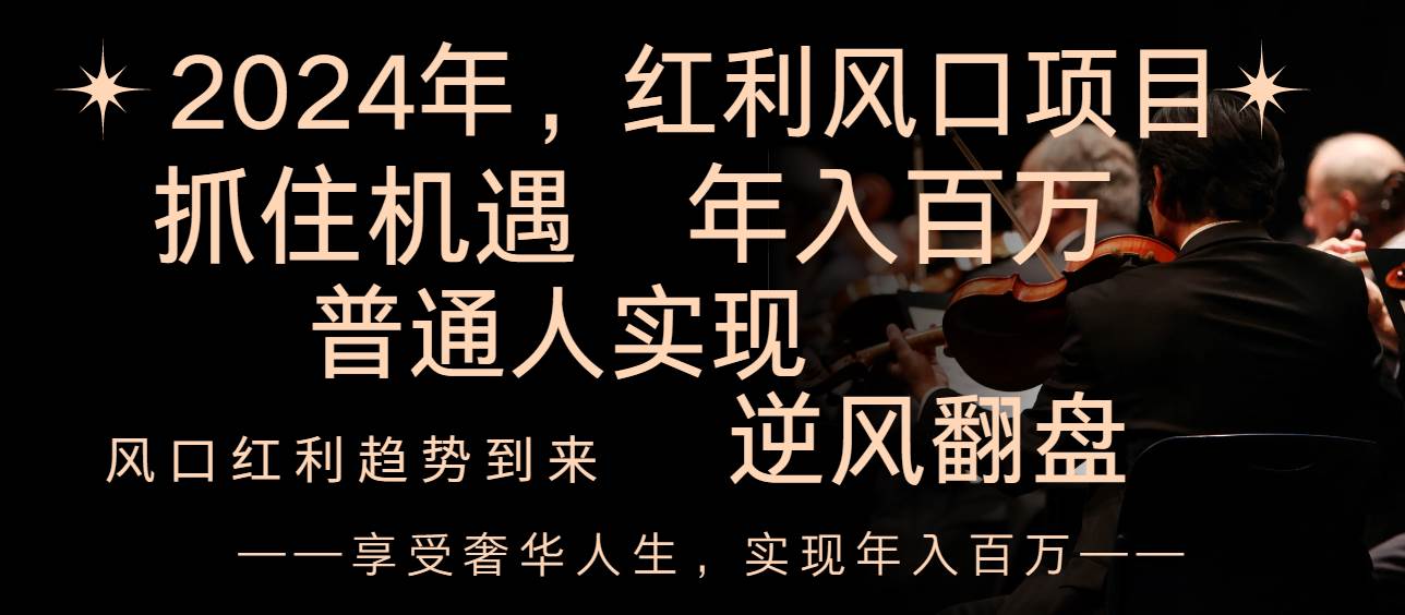2024紅利風口項目來襲，享受第一波紅利，逆風翻盤普通人也能實現，年入百萬