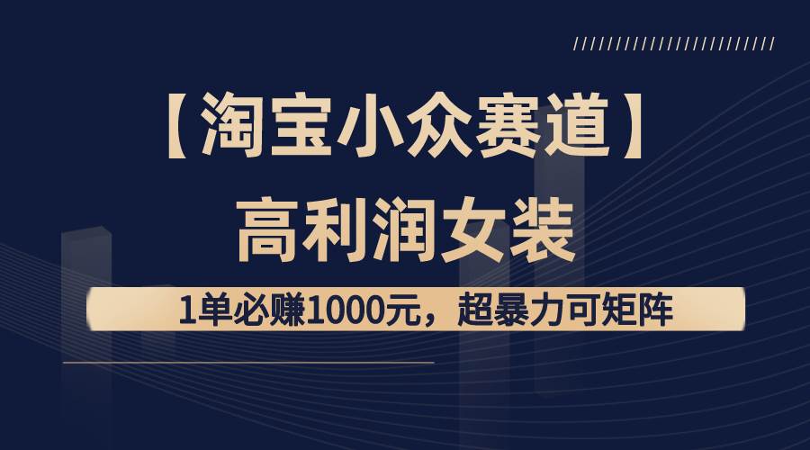 【淘寶小眾賽道】高利潤女裝：1單必賺1000元，超暴力可矩陣