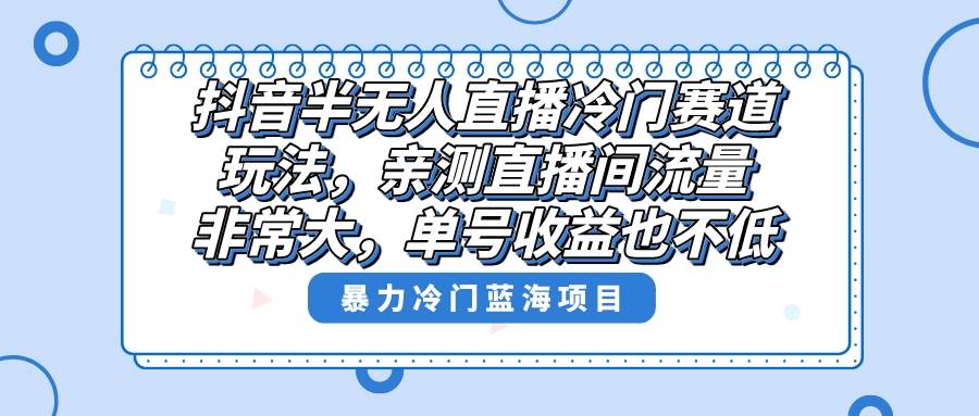 抖音半無人直播冷門賽道玩法，直播間流量非常大，單號收益也不低！