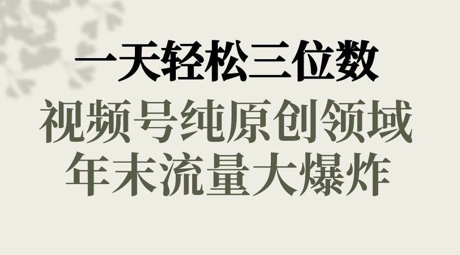 一天輕松三位數，視頻號純原創領域，春節童子送祝福，年末流量大爆炸插圖