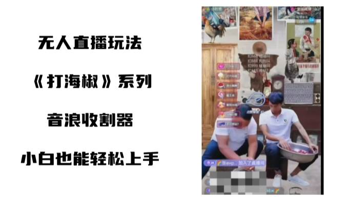 打海椒無人直播整蠱項目，小白輕松上手擼音浪收割器（教程 工具 素材）