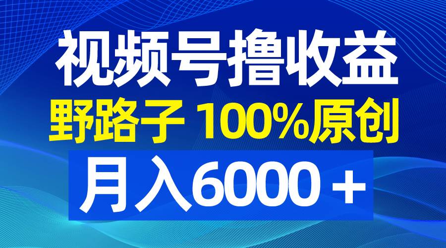 視頻號野路子擼收益，100%原創，條條爆款，月入6000＋