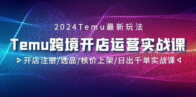 2024Temu跨境開店運營實戰課，開店注冊/選品/核價上架/日出千單實戰課