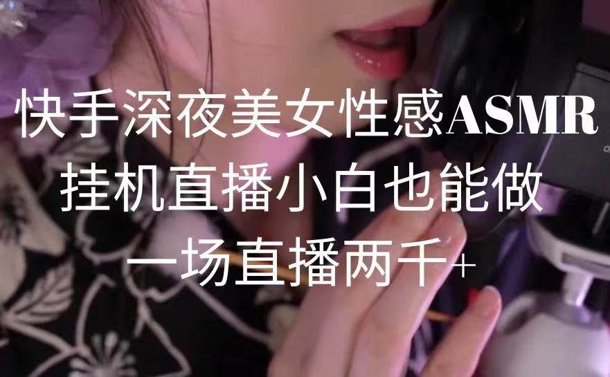 快手深夜美女性感ASMR掛機直播，小白也能做，一場直播兩千+