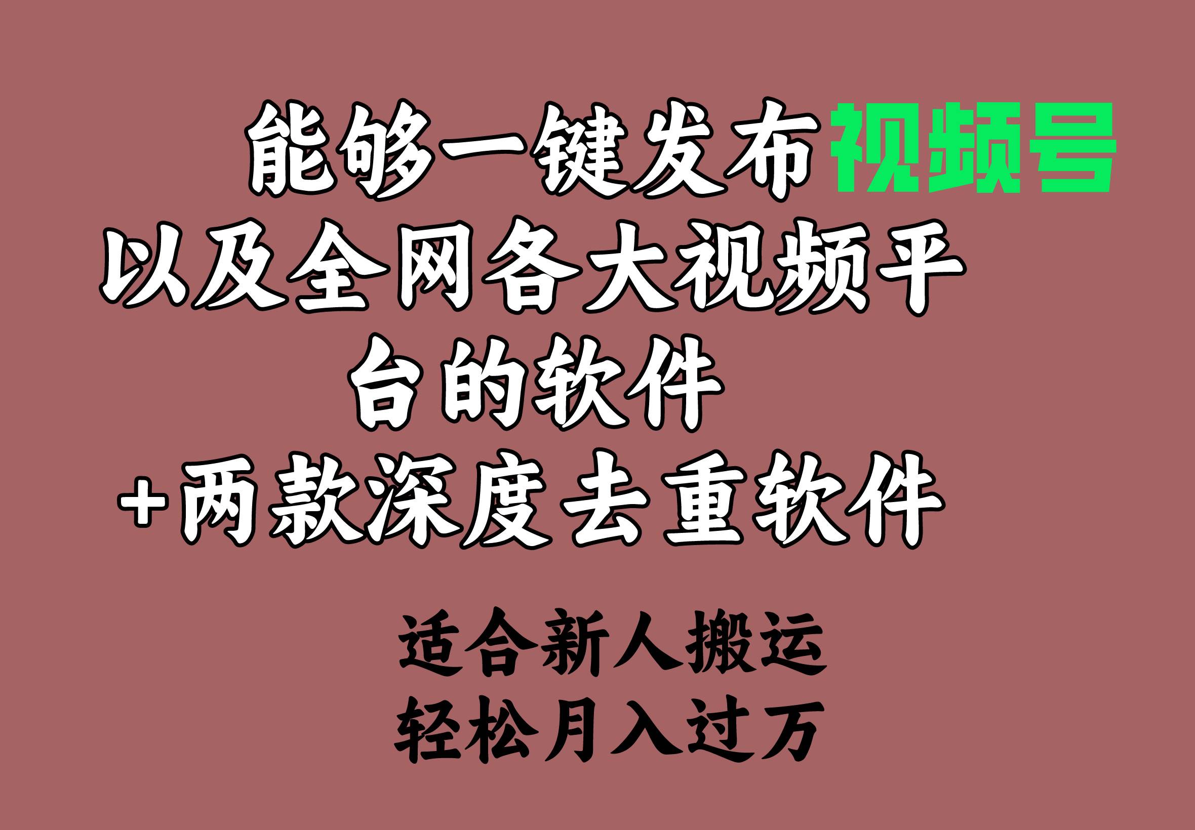 能夠一鍵發(fā)布視頻號(hào)以及全網(wǎng)各大視頻平臺(tái)的軟件+兩款深度去重軟件 適合…