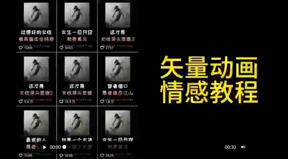 矢量動畫情感教程：高點贊漲粉，適合情感、思維、創業教育等賽道