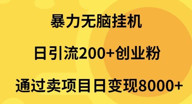 暴力無腦掛機日引流200+創(chuàng)業(yè)粉通過賣項目日變現(xiàn)2000+
