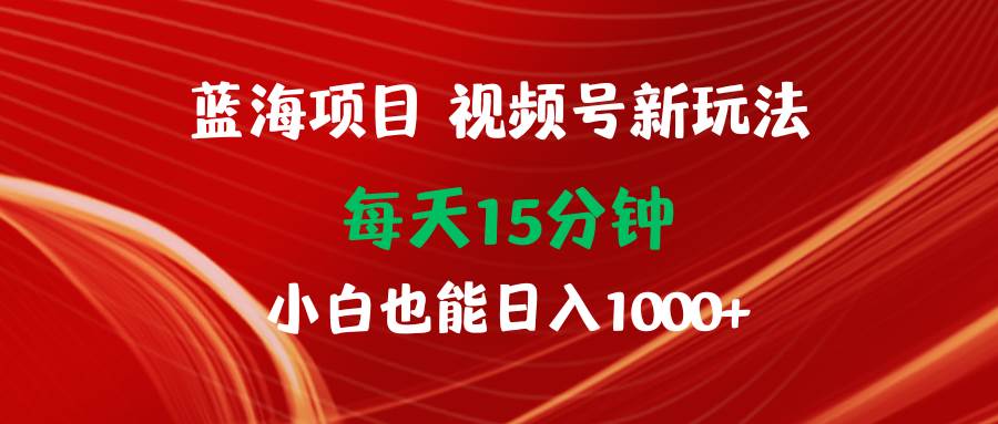 藍(lán)海項(xiàng)目視頻號(hào)新玩法 每天15分鐘 小白也能日入1000+