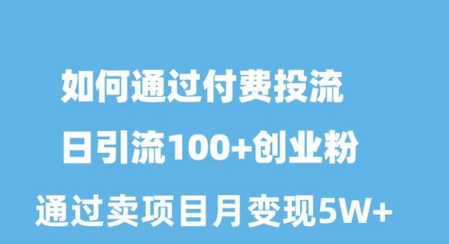 如何通過(guò)付費(fèi)投流日引流100+創(chuàng)業(yè)粉月變現(xiàn)5W+