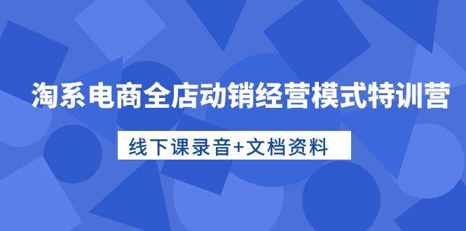 淘系電商全店動(dòng)銷經(jīng)營模式特訓(xùn)營，線下課錄音+文檔資料