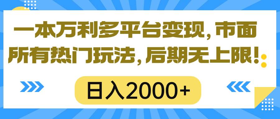 一本萬利多平臺(tái)變現(xiàn)，市面所有熱門玩法，日入2000+，后期無上限！
