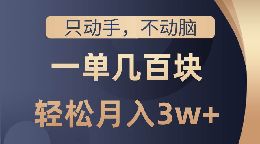 只動(dòng)手不動(dòng)腦，一單幾百塊，輕松月入3w+，看完就能直接操作，詳細(xì)教程