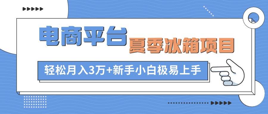 電商平臺夏季冰箱項目，輕松月入3萬+，新手小白極易上手