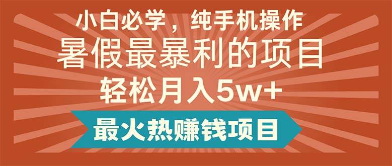 小白必學，純手機操作，暑假最暴利的項目輕松月入5w+最火熱賺錢項目插圖