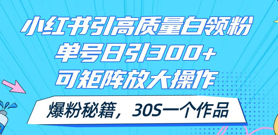 小紅書引高質量白領粉，單號日引300+，可放大操作，爆粉秘籍！30s一個作品插圖