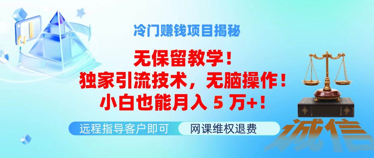 冷門賺錢項目無保留教學！獨家引流技術，無腦操作！小白也能月入5萬+！插圖