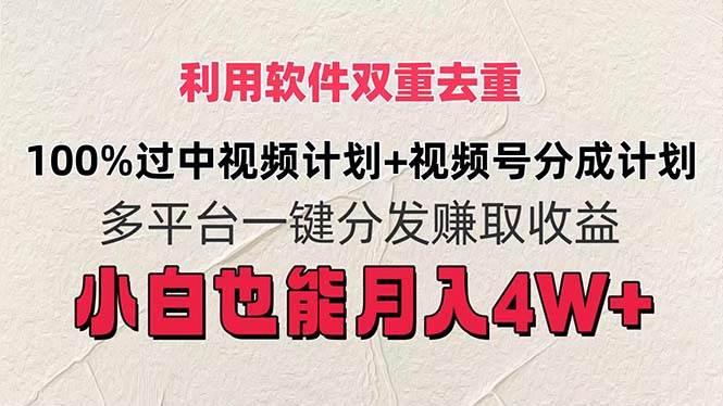 利用軟件雙重去重，100%過中視頻+視頻號分成計(jì)劃小白也可以月入4W+插圖