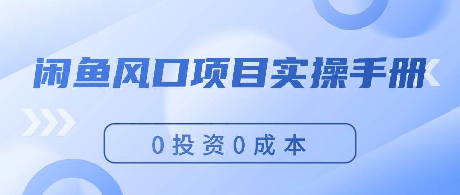 閑魚風口項目實操手冊，0投資0成本，讓你做到，月入過萬，新手可做插圖