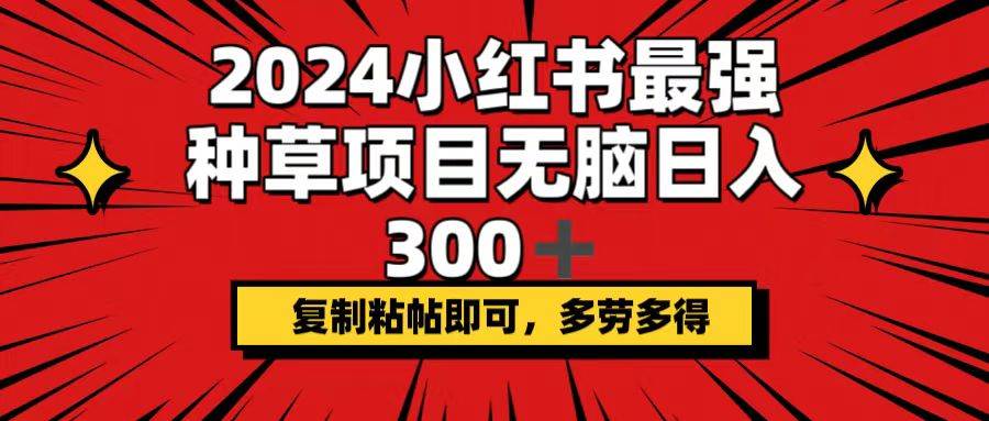2024小紅書最強種草項目，無腦日入300+，復制粘帖即可，多勞多得